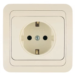 Розетка 1-м СП Mimoza 16А IP20 с заземл.керамика крем./крем. Makel 25008
