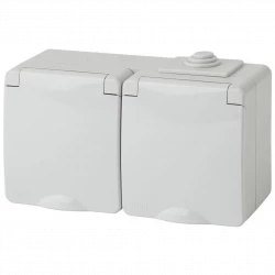 Розетка 2-м ОП Эра Эксперт 11-2603-03 16А IP65 горизонт. 250В 2х2P+E сер. Эра Б0035991