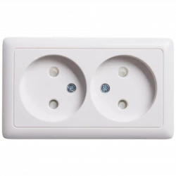 Розетка 2-м ОП Хит 16А IP20 без заземл. защ. шторки бел. SE RA16-233-B