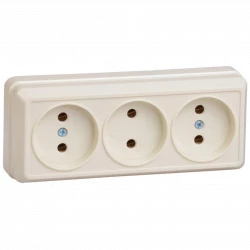 Розетка 3-м ОП Октава 10А IP20 без заземл. крем. IEK ERO30-K33-10-DC