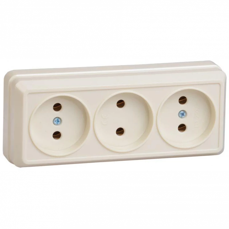 Розетка 3-м ОП Октава 10А IP20 без заземл. крем. IEK ERO30-K33-10-DC