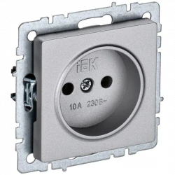 Розетка BRITE РС10-1-0-БрА 10А без заземл. без защ. шторок алюм. IEK BR-R10-10-K47