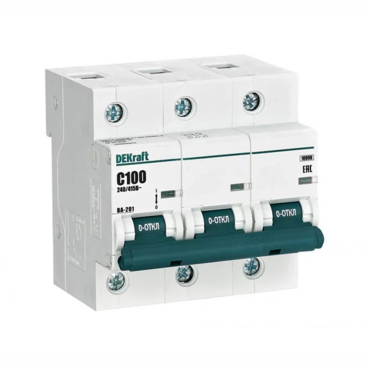 Выключатель автоматический модульный 3п C 100А 10кА ВА-201 DEKraft 13009DEK