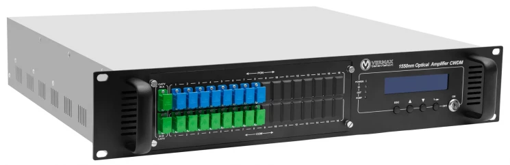 Оптический усилитель VERMAX для сетей КТВ, 2 входа, 16*24dBm выхода, WDM фильтр PON