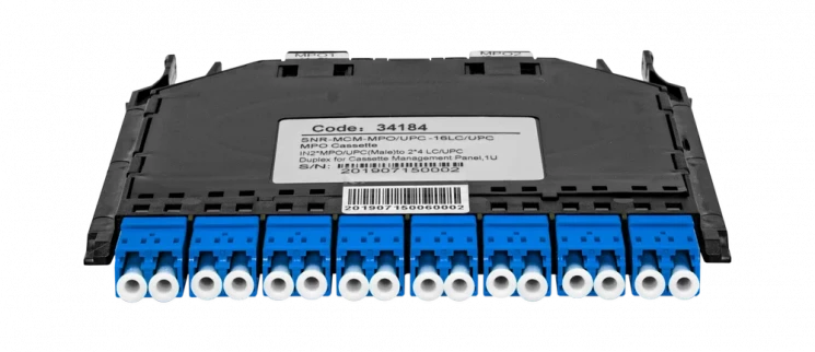 Кассета распределительная MPO/APC на 16LC/UPC портов SM для SNR-CMP-144P