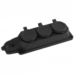 Колодка удлинителя 3-м с заземл. 16А IP44 K-3e-B-IP44 каучук черн. Эра Б0044545