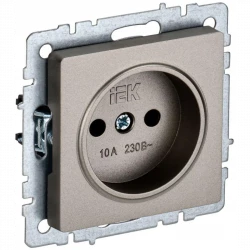 Розетка BRITE РС10-1-0-БрШ 10А без заземл. без защ. шторок шампань IEK BR-R10-10-K37