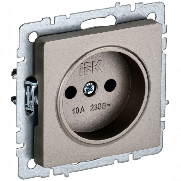 Розетка BRITE РС10-1-0-БрШ 10А без заземл. без защ. шторок шампань IEK BR-R10-10-K37
