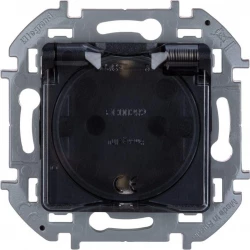 Розетка 1-м СП Inspiria 16А IP44 250В 2P+E защ. шторки с крышкой немецк. стандарт механизм антрацит