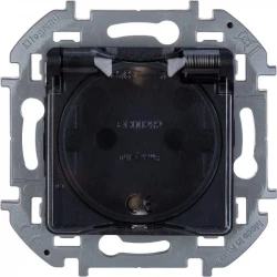 Розетка 1-м СП Inspiria 16А IP44 250В 2P+E защ. шторки с крышкой немецк. стандарт механизм антрацит