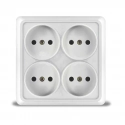 Розетка 4-м ОП Олимп 16А IP20 квадрат. без заземл. бел. UNIVersal 1164