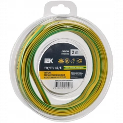 Трубка термоусадочная ТТУ нг-LS 10/5 желт./зел. (уп.2м) IEK UDR12-010-005-002-K52-T