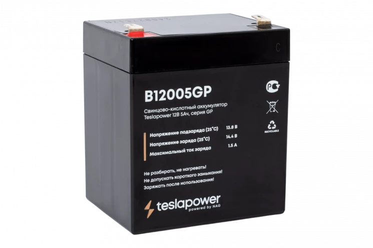 Свинцово-кислотный аккумулятор teslapower 12В 5Ач, серия GP