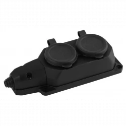 Колодка удлинителя 2-м с заземл. 16А IP44 K-2e-B-IP44 каучук черн. Эра Б0044544