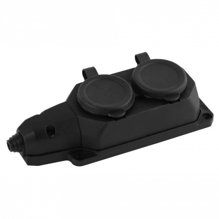 Колодка удлинителя 2-м с заземл. 16А IP44 K-2e-B-IP44 каучук черн. Эра Б0044544