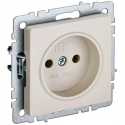Розетка BRITE РС10-1-0-БрКр 10А без заземл. без защ. шторок беж. IEK BR-R10-10-K10