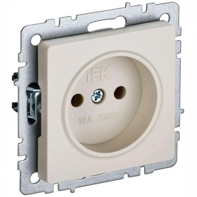 Розетка BRITE РС10-1-0-БрКр 10А без заземл. без защ. шторок беж. IEK BR-R10-10-K10