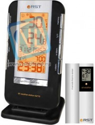 02710 RST Термометр цифровой с радио-датчиком, часы, прорезиненный корпус, календарь. EAN 7316040027109