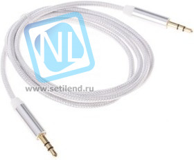 PL1003, Кабель 3.5" Jack (M) - 3.5" Jack (M) текстиль, 1м, белый