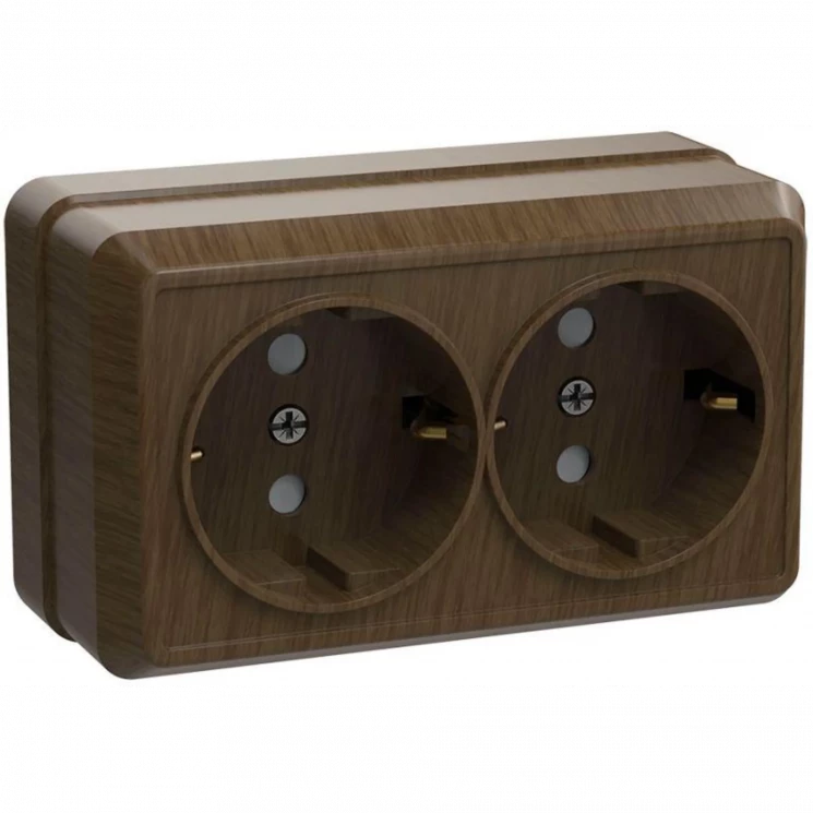Розетка 2-м ОП Октава РС22-3-ОД 16А IP20 с заземл. дуб IEK ERO21-K04-16-DC