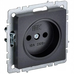 Розетка BRITE РС10-1-0-БрЧ 10А без заземл. без защ. шторок черн. IEK BR-R10-10-K02