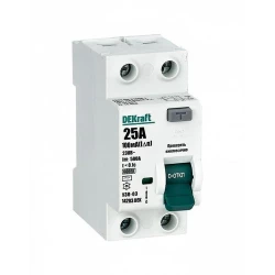 Выключатель дифференциального тока (УЗО) 2п 25А 10мА тип AC 6кА УЗО-03 DEKraft 14203DEK