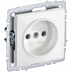 Розетка BRITE РС10-1-0-БрБ 10А без заземл. без защ. шторок бел. IEK BR-R10-10-K01