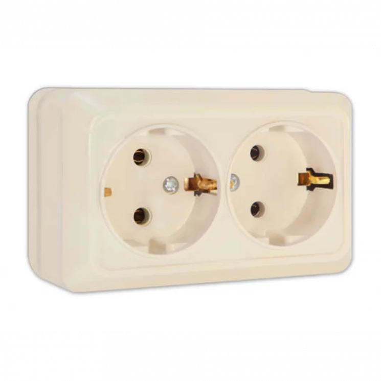 Розетка 2-м ОП Олимп 16А IP20 с заземл. сл. кость UNIVersal Б-О0128