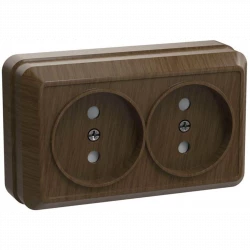 Розетка 2-м ОП Октава 10А IP20 без заземл. дуб IEK ERO20-K04-10-DC