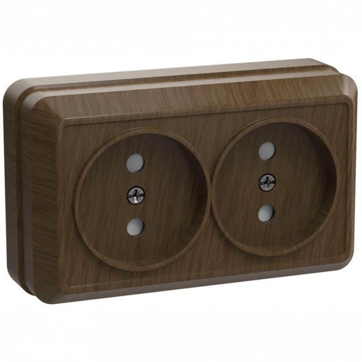 Розетка 2-м ОП Октава 10А IP20 без заземл. дуб IEK ERO20-K04-10-DC