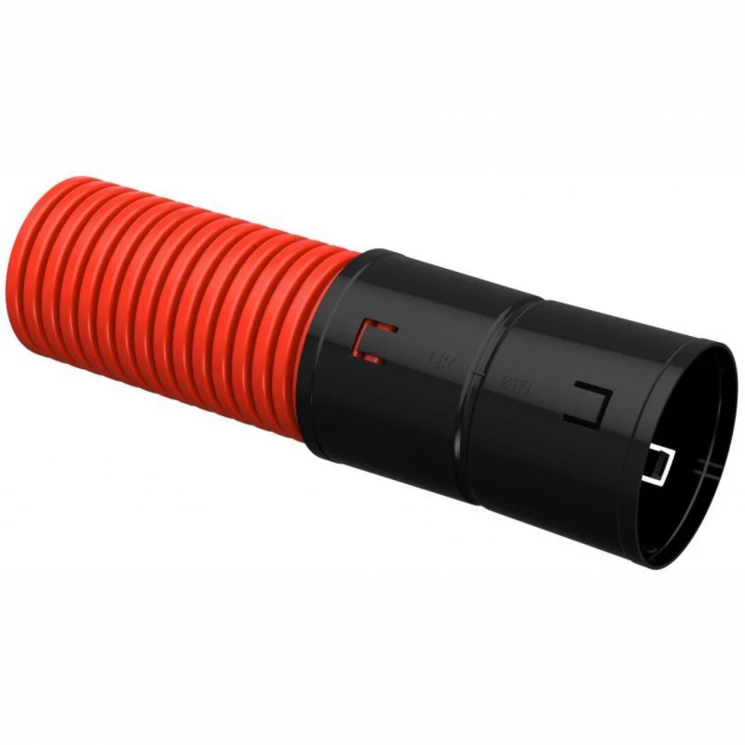 Труба гофрированная двустенная ПНД гибкая d110мм с муфтой красн. (уп.50м) IEK CTG12-110-K04-050-R