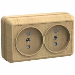 Розетка 2-м ОП Октава 10А IP20 без заземл. сосна IEK ERO20-K03-10-DC