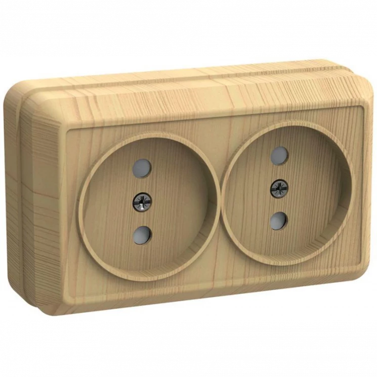 Розетка 2-м ОП Октава 10А IP20 без заземл. сосна IEK ERO20-K03-10-DC