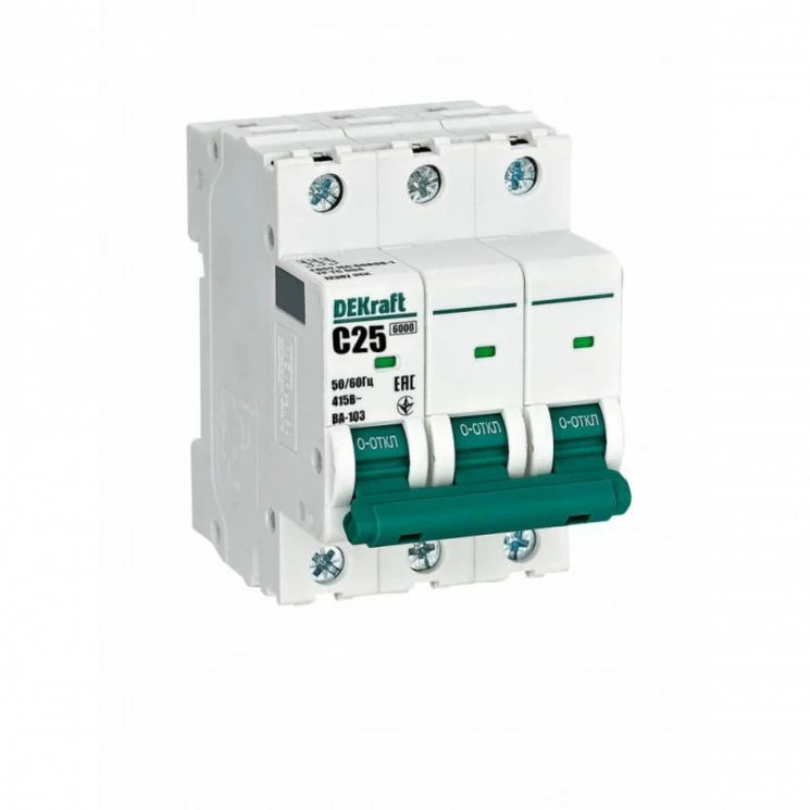 Выключатель автоматический модульный 3п C 25А 6кА ВА-103 DEKraft 12307DEK