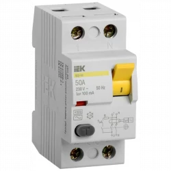 Выключатель дифференциального тока (УЗО) 2п 50А 100мА тип AC ВД1-63 IEK MDV10-2-050-100