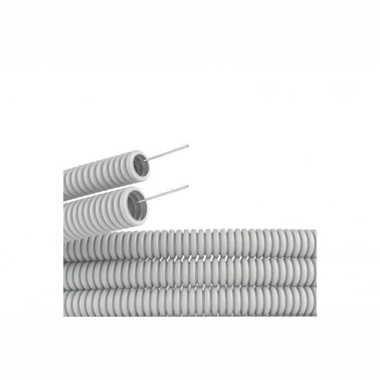 Труба гофрированная ПВХ гибкая легкая d25мм с протяжкой сер. (уп.50м) DKC 91925