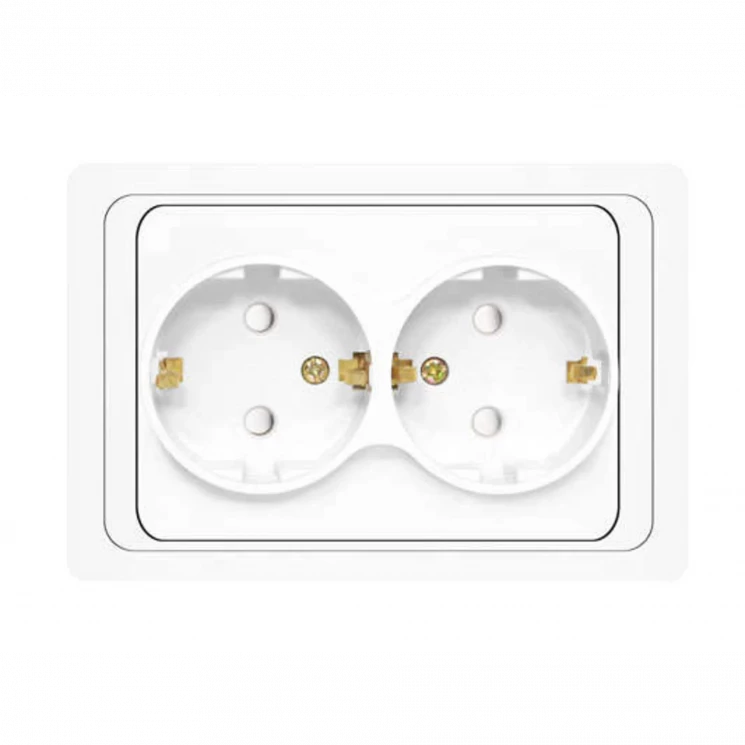 Розетка 2-м СП Валери 16А IP20 с заземл. защ. шторки бел. UNIVersal В0128x