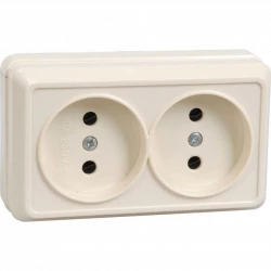Розетка 2-м ОП Октава 10А IP20 без заземл. крем. IEK ERO20-K33-10-DC