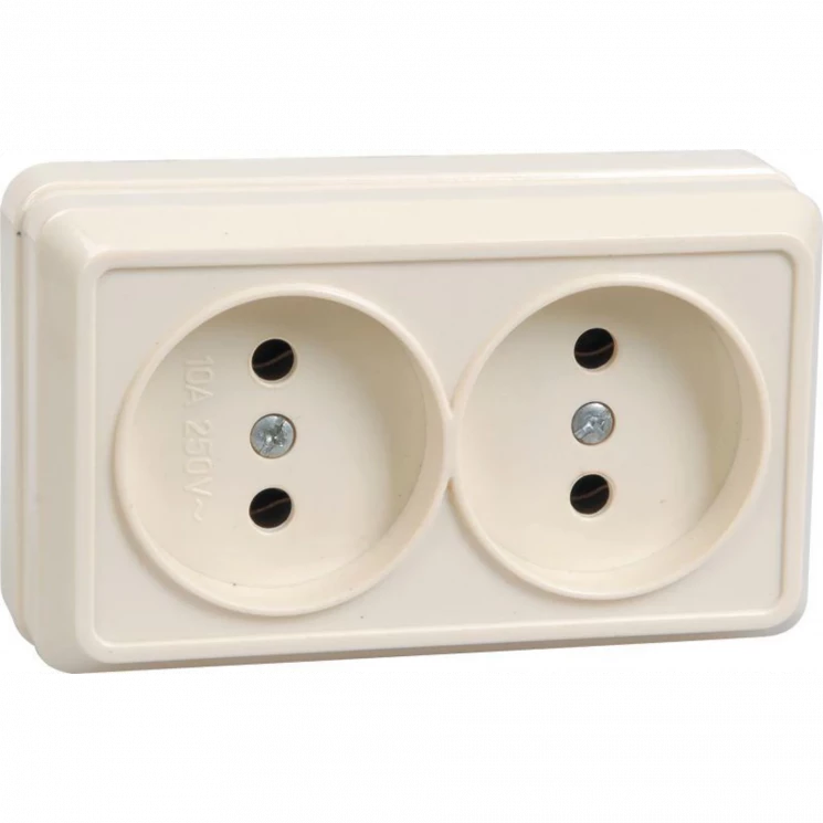 Розетка 2-м ОП Октава 10А IP20 без заземл. крем. IEK ERO20-K33-10-DC