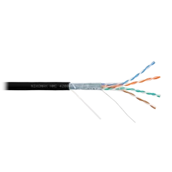Кабель F/UTP 4 пары, Кат.5e, одножильный, BC (чистая медь), 0,51мм, внутр./внеш., нг(А)-HF, черный, 305м