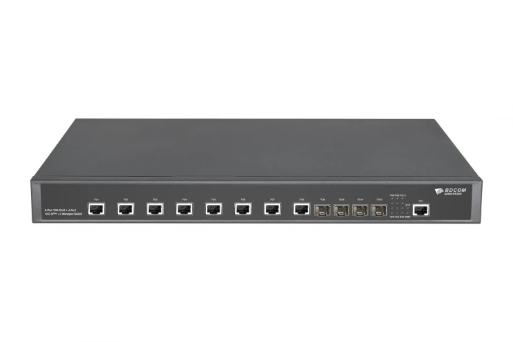 Управляемый коммутатор уровня 3 BDCOM S2900-8TG4X, 8x 1/2.5/10GBase-T, 4x 1/10GE SFP+, ~220V AC