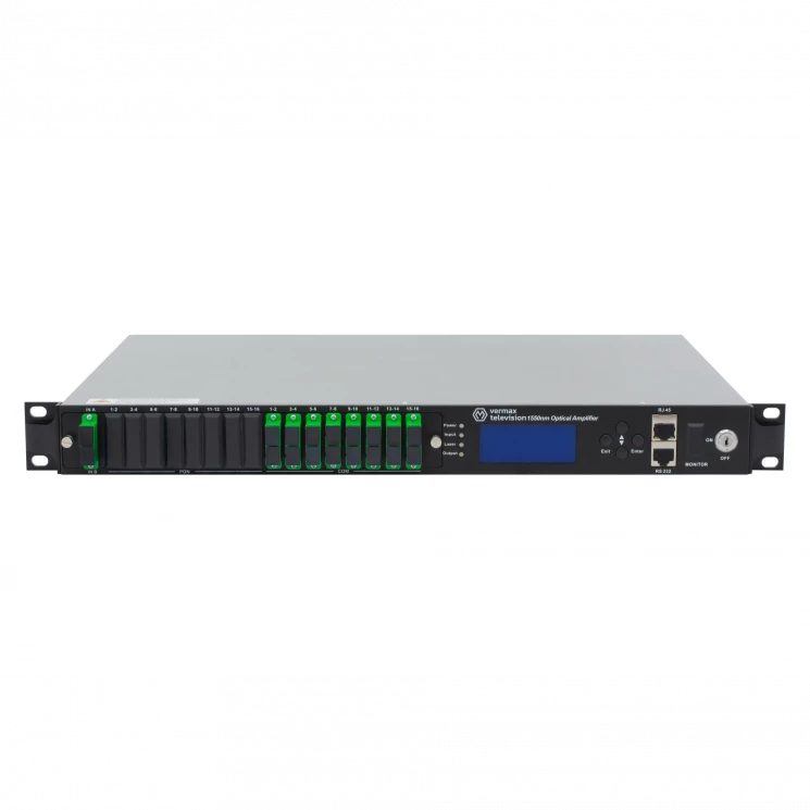 Оптический усилитель VERMAX для сетей КТВ, 2 входа, 16*16dBm выход, 1U