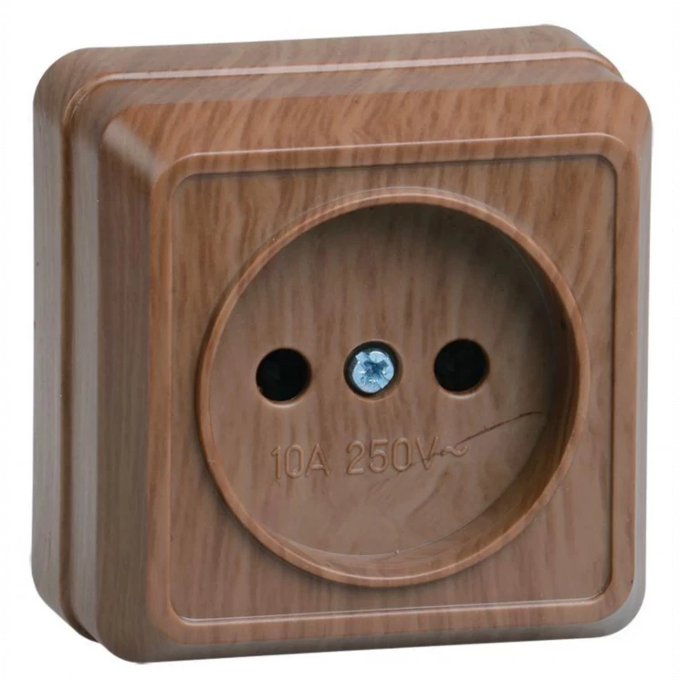 Розетка 1-м ОП Октава 10А IP20 без заземл. дуб IEK ERO10-K04-10-DC