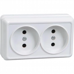 Розетка 2-м ОП Октава 10А IP20 без заземл. бел. IEK ERO20-K01-10-DC