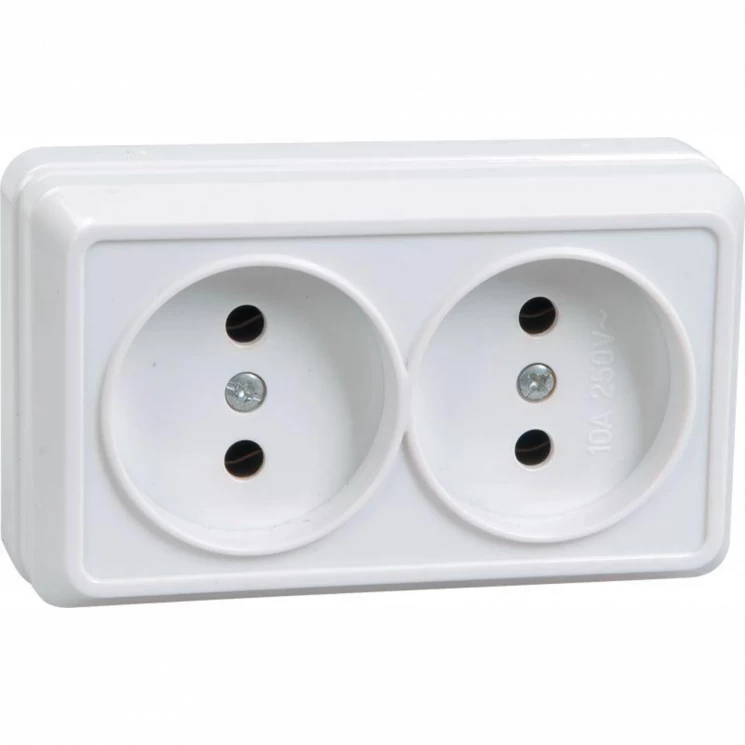 Розетка 2-м ОП Октава 10А IP20 без заземл. бел. IEK ERO20-K01-10-DC