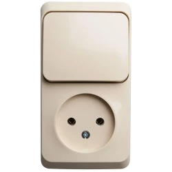 Блок ОП Этюд (1-м розетка без заземл. + 1-кл. выкл.) крем. SE BPA16-204K