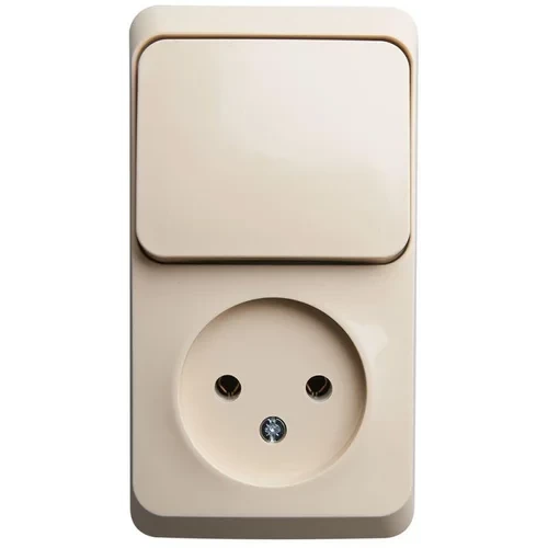 Блок ОП Этюд (1-м розетка без заземл. + 1-кл. выкл.) крем. SE BPA16-204K