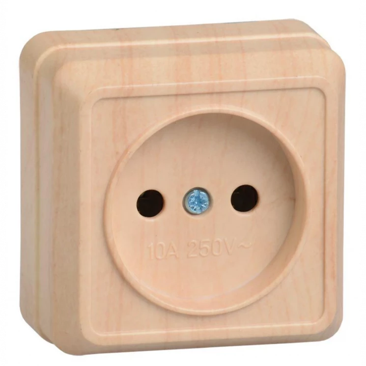 Розетка 1-м ОП Октава 10А IP20 без заземл. сосна IEK ERO10-K03-10-DC