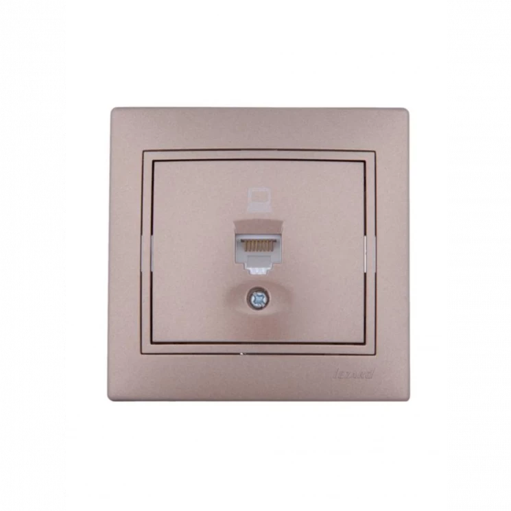 Розетка компьютерная 1-м СП Mira RJ45 16А IP20 со вставкой свет. корич. перламутр. LEZARD 701-3131-1