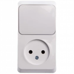 Блок ОП Этюд (1-м розетка без заземл. + 1-кл. выкл.) бел. SE BPA16-204B